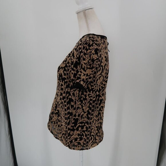Joie Women's Short Sleeve Blouse Sparkly Gold and Black Size Small - Picture 4 of 8